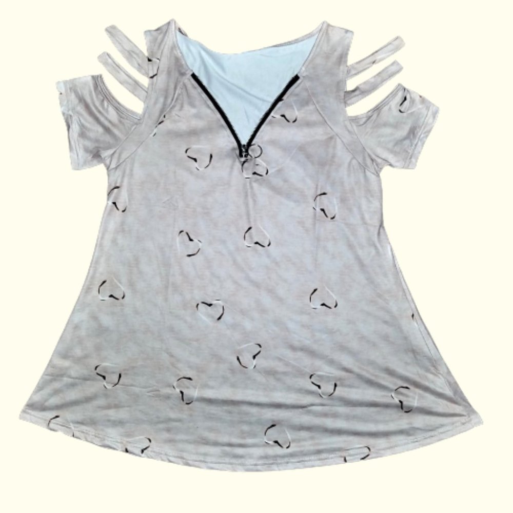 Lot of (3) Casual Zippered Neck Tops - Color: Khaki Sizes: S, M, L